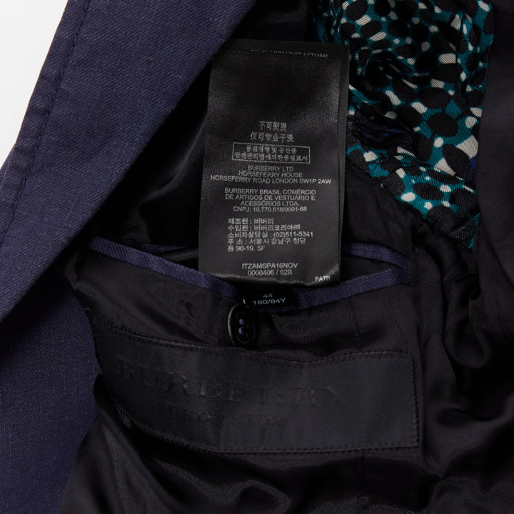 BURBERRY PRORSUM navy coated linen single breasted blazer jacket IT44 XS