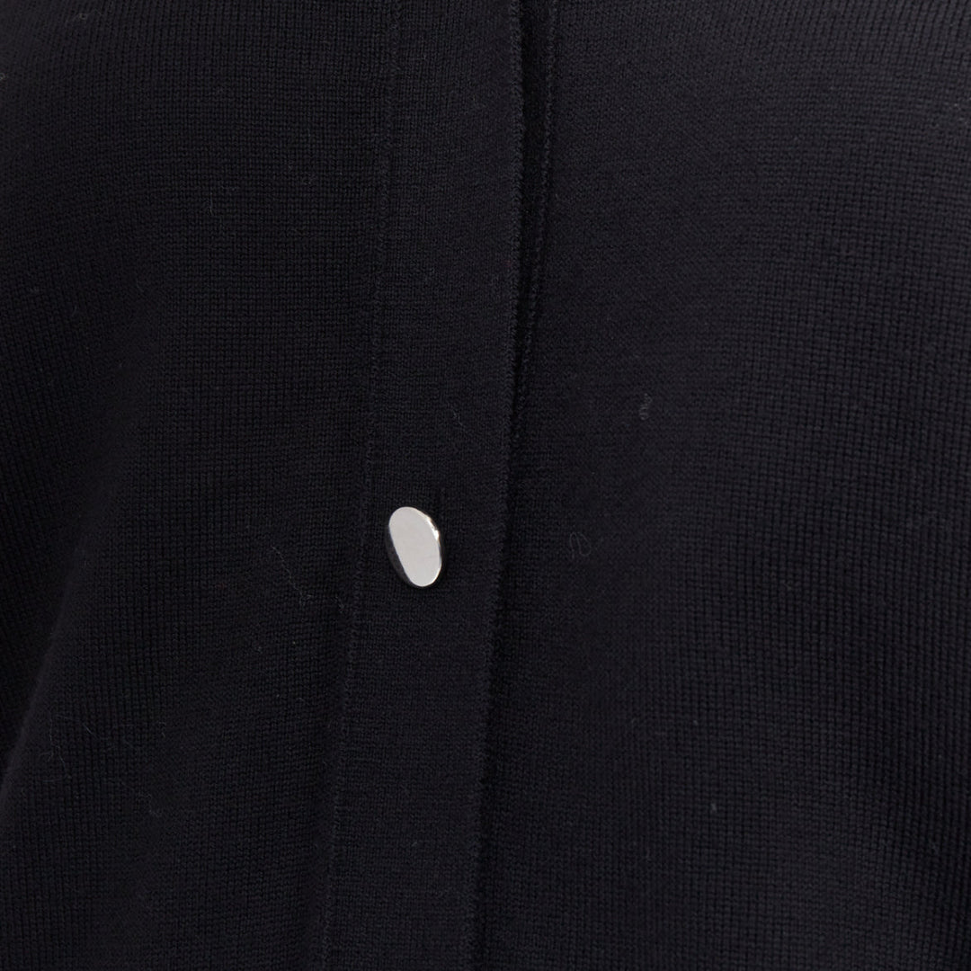 ALEXANDER WANG black merino wool silk trim sheer back cardigan XS