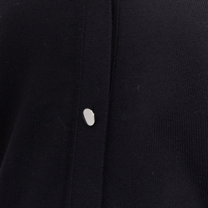 ALEXANDER WANG black merino wool silk trim sheer back cardigan XS