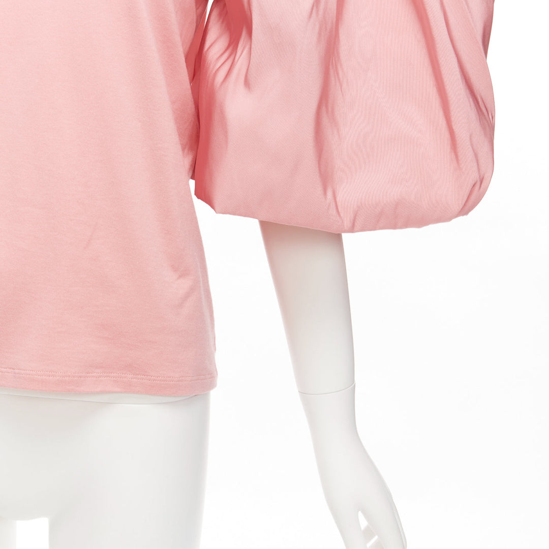 ALEXANDER MCQUEEN rose pink dramatic puff sleeve cotton tshirt IT38 XS