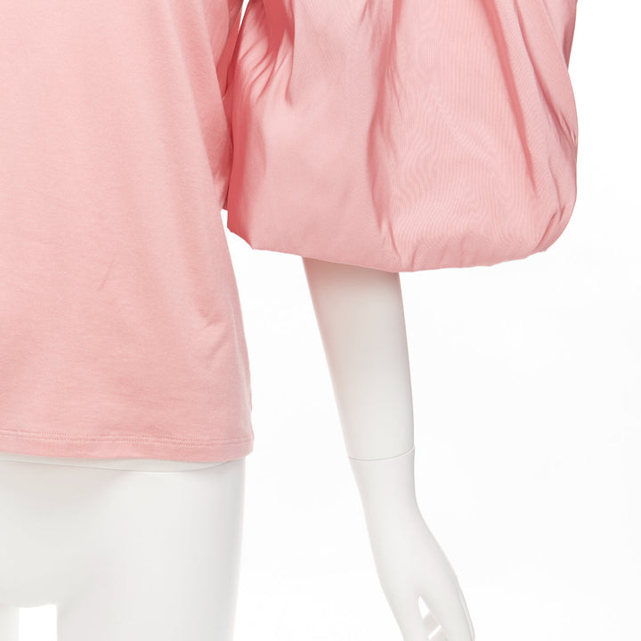 ALEXANDER MCQUEEN rose pink dramatic puff sleeve cotton tshirt IT38 XS