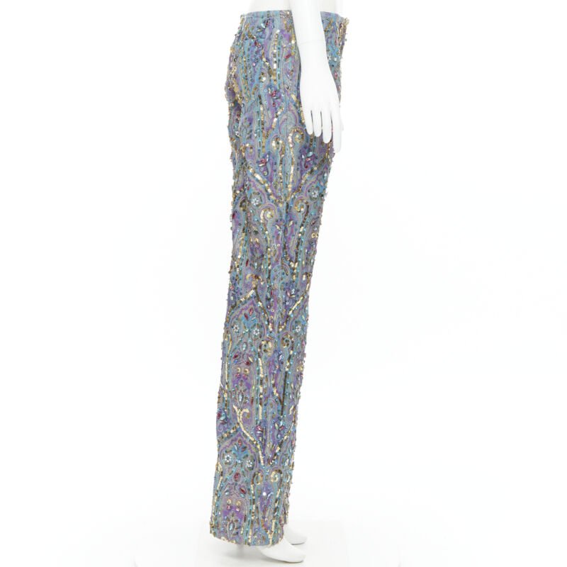 rare DOLCE GABBANA 2000 blue purple iridescent jewel embellished pants M