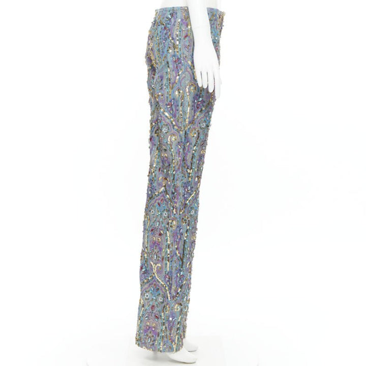 rare DOLCE GABBANA 2000 blue purple iridescent jewel embellished pants M