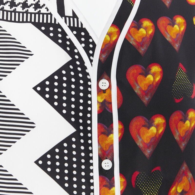VERSACE 2019 100% silk Double Love Heart geometric baseball shirt EU39 M