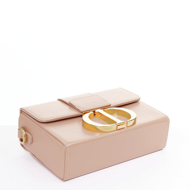 CHRISTIAN DIOR 30 Montaigne Box Mini nude leather gold CD buckle crossbody bag