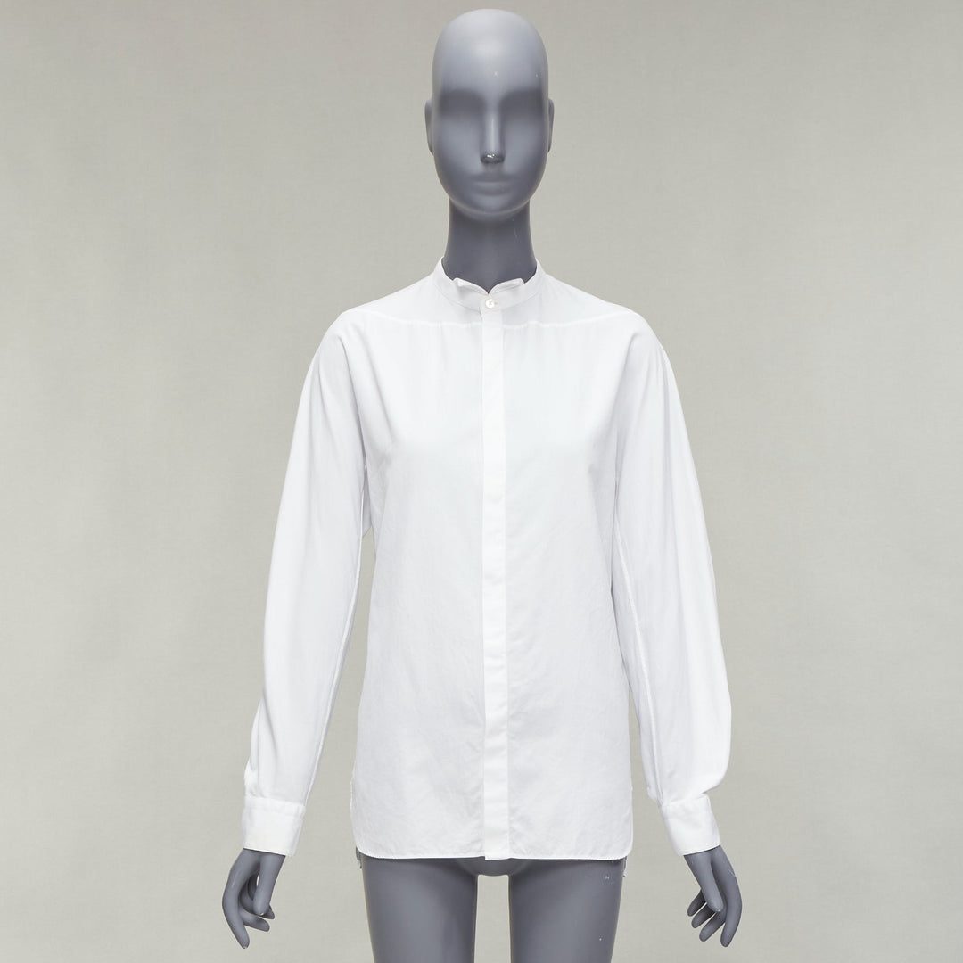LANVIN white 100% cotton bow tie  collar plain dress shirt EU37 XS