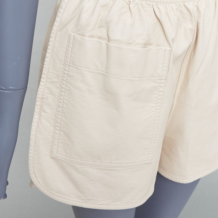 STELLA MCCARTNEY Skin Free Skin beige faux leather pocketed shorts  IT38 XS