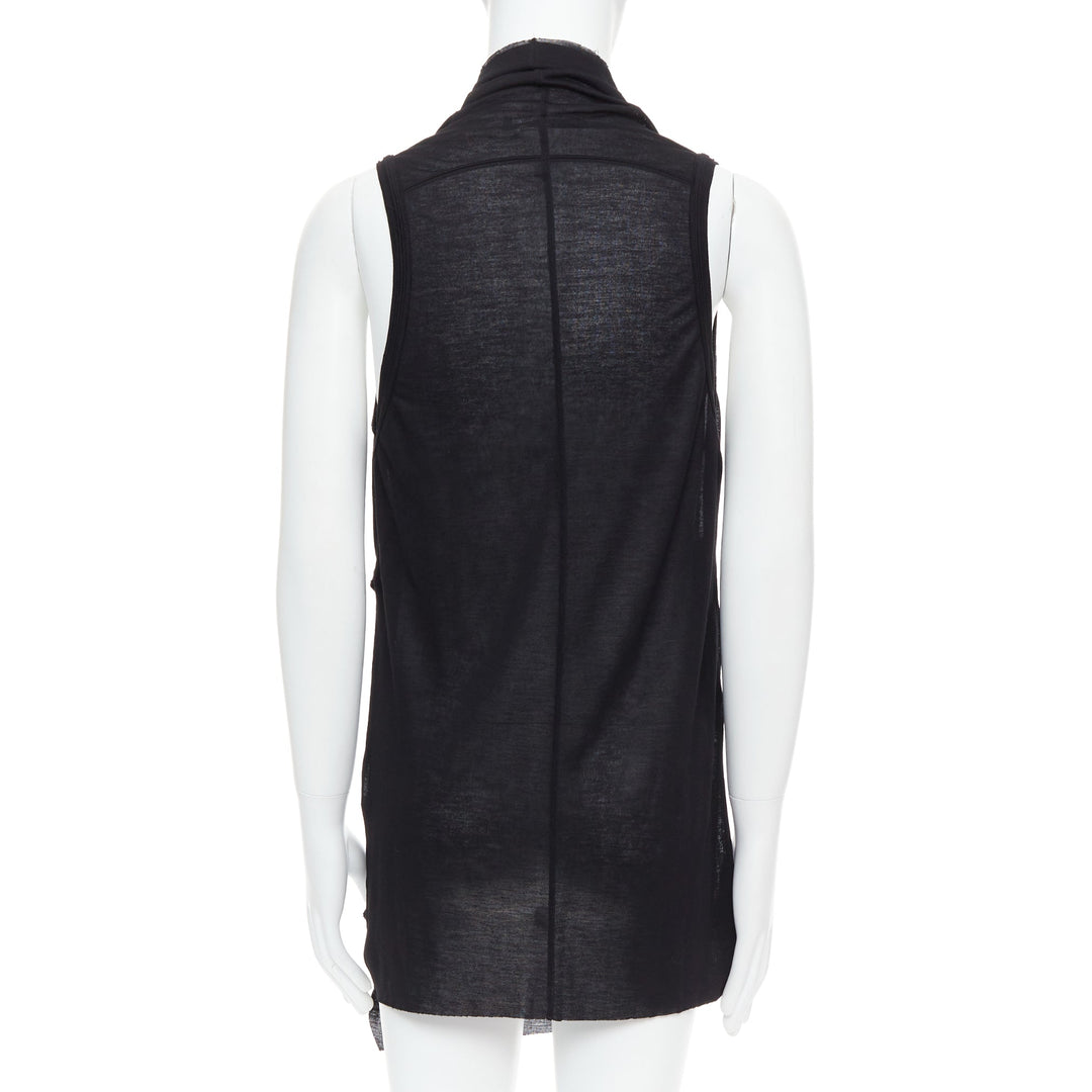 MA JULIUS 2014 black draped deep scoop neck layered tank top JP2 M