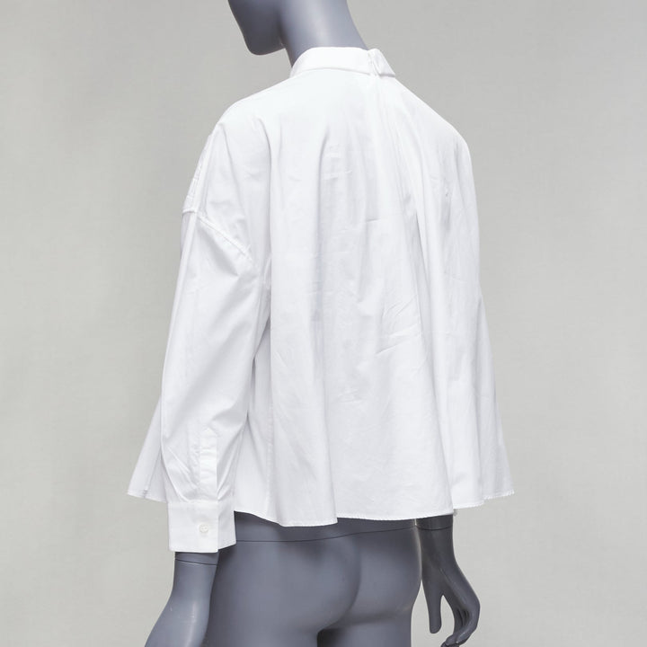 VIKTOR & ROLF white cotton criss cross pleated collared boxy flare shirt IT40 S