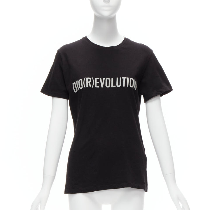 CHRISTIAN DIOR Diorevolution black cotton linen logo print tshirt M