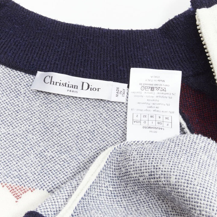 CHRISTIAN DIOR 2021 I Love Paris wool cropped track jacket zip bomber FR34 XS