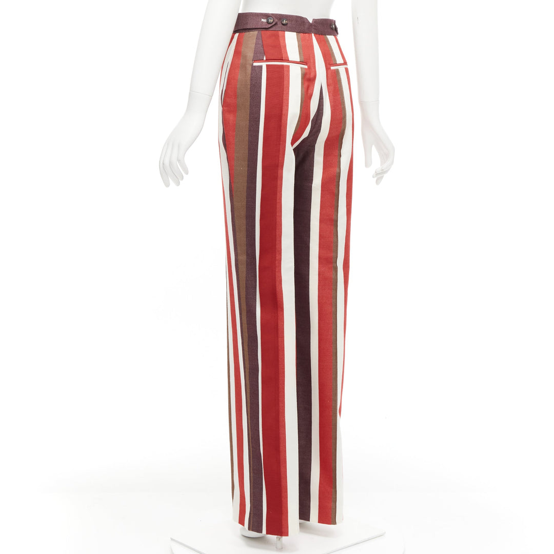 FRENKEN red cotton wool blend graphic stripe wide leg pants IT34 XXS