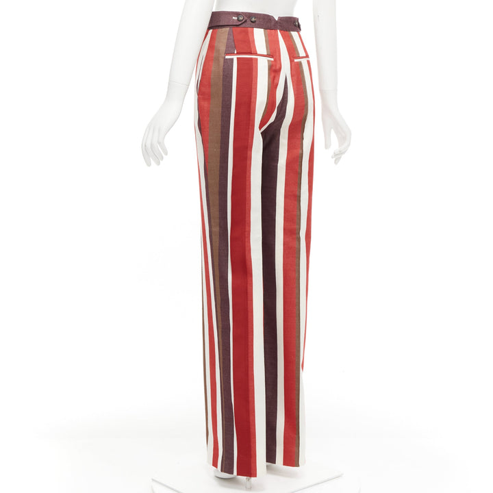 FRENKEN red cotton wool blend graphic stripe wide leg pants IT34 XXS
