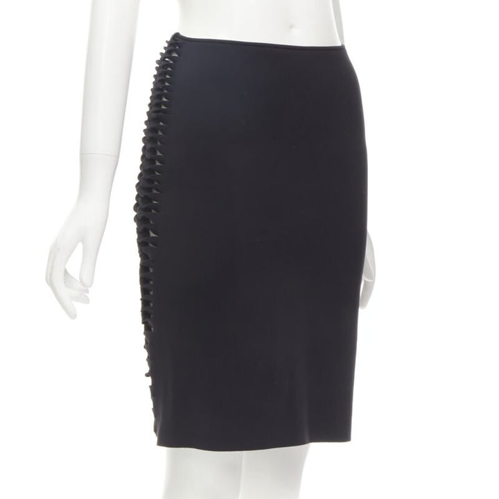 DION LEE black cut out braid knot detail pencil skirt AUS8 US4 S