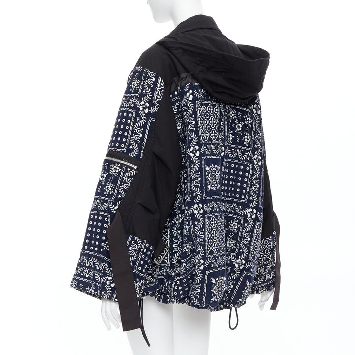 SACAI Reyn Spooner 2018 navy black cotton printed padded coat JP1 S