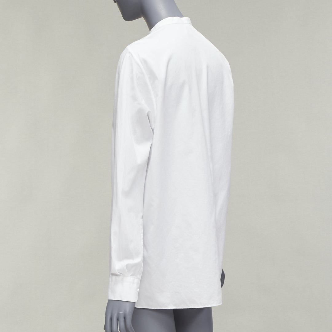 LANVIN white 100% cotton bow tie  collar plain dress shirt EU37 XS