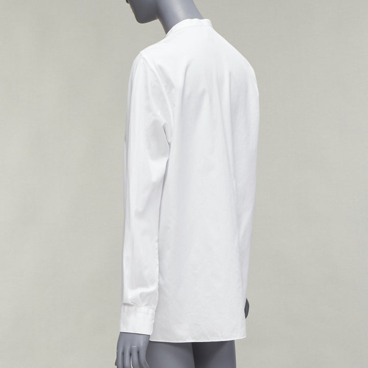 LANVIN white 100% cotton bow tie  collar plain dress shirt EU37 XS