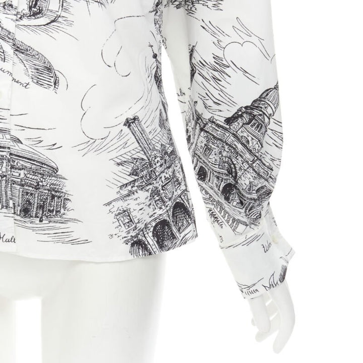 PHILOSOPHY DI LORENZO SERAFINI white landmark illustration cotton shirt IT38 XS