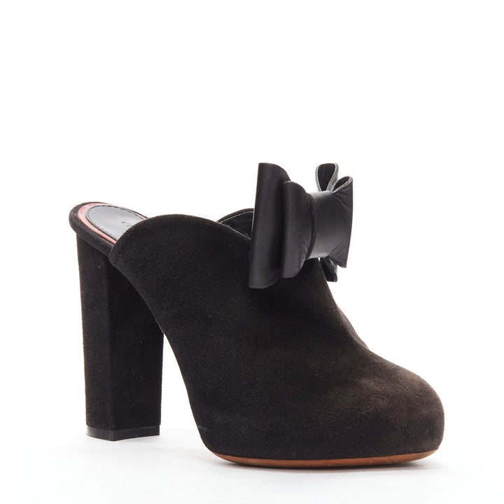 OLD CELINE Phoebe Philo black suede bow high heel mules EU36.5