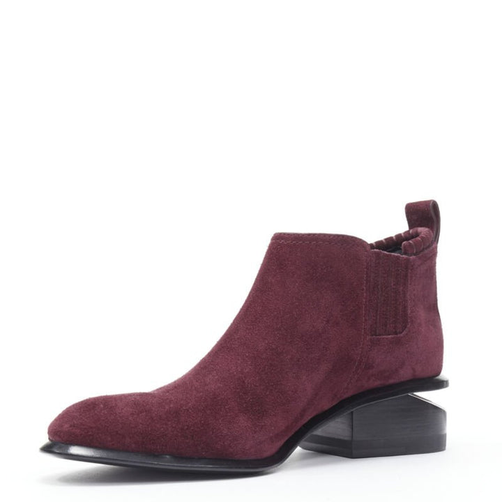 ALEXANDER WANG Kori burgundy red suede cut out heel chelsea boot EU40