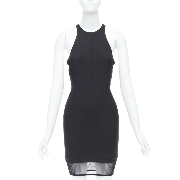 ELIZABETH AND JAMES Parker black sheer hem racer top mini dress US2 S