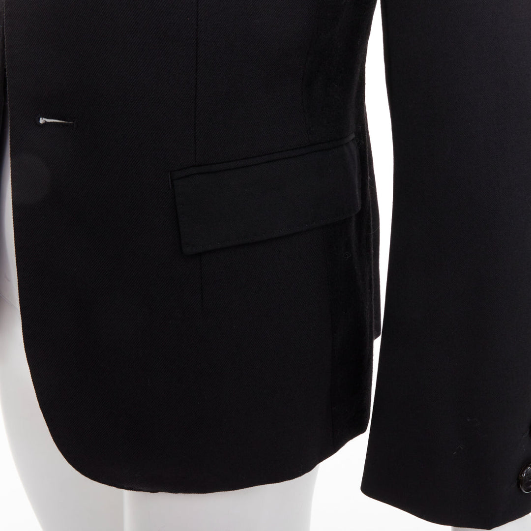 JUNYA WATANABE 2006 black wool contrast wide collar flap pocket blazer XS