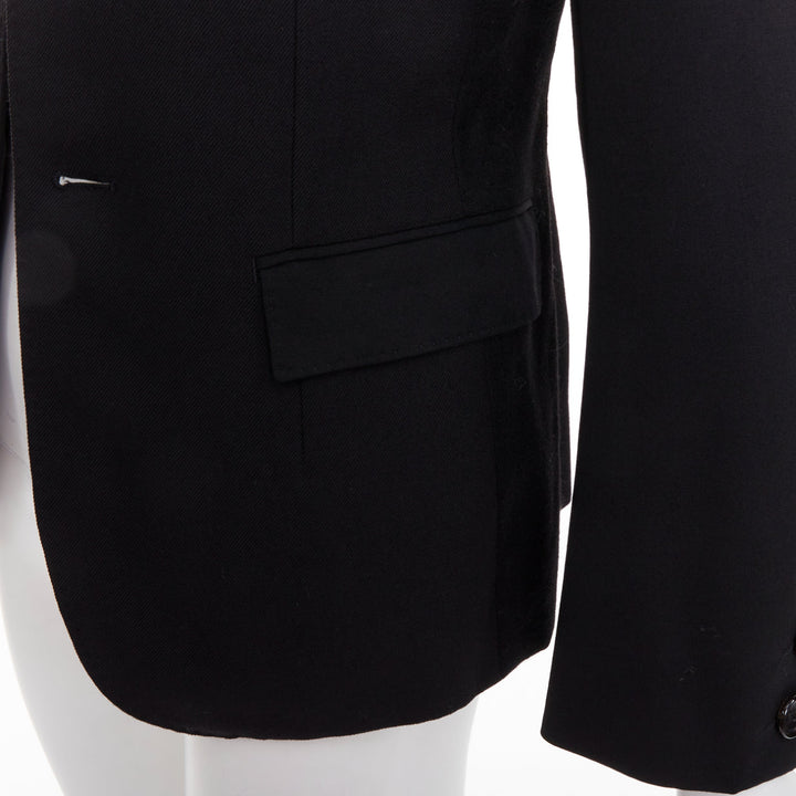 JUNYA WATANABE 2006 black wool contrast wide collar flap pocket blazer XS