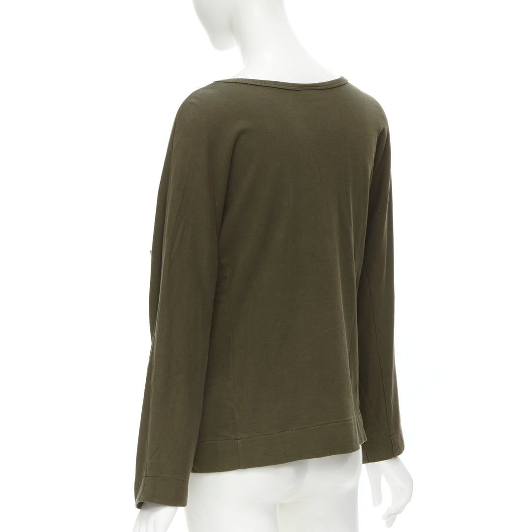 DRIES VAN NOTEN brown cotton silver zip detail sweater top M