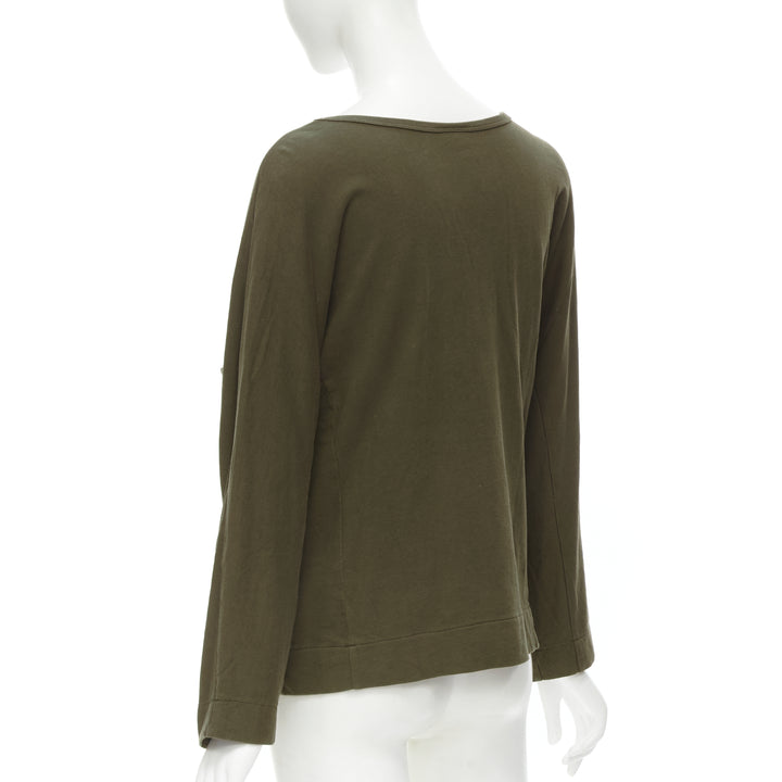 DRIES VAN NOTEN brown cotton silver zip detail sweater top M