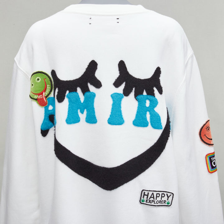 AMIRI 2021 A Love Movement healthy body knit badge smiley face white hoodie L