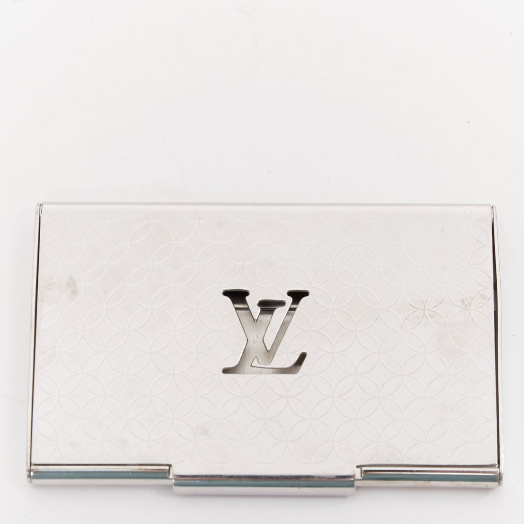LOUIS VUITTON Porte Carte Champs Elysees silver tone metal  cut out card holder