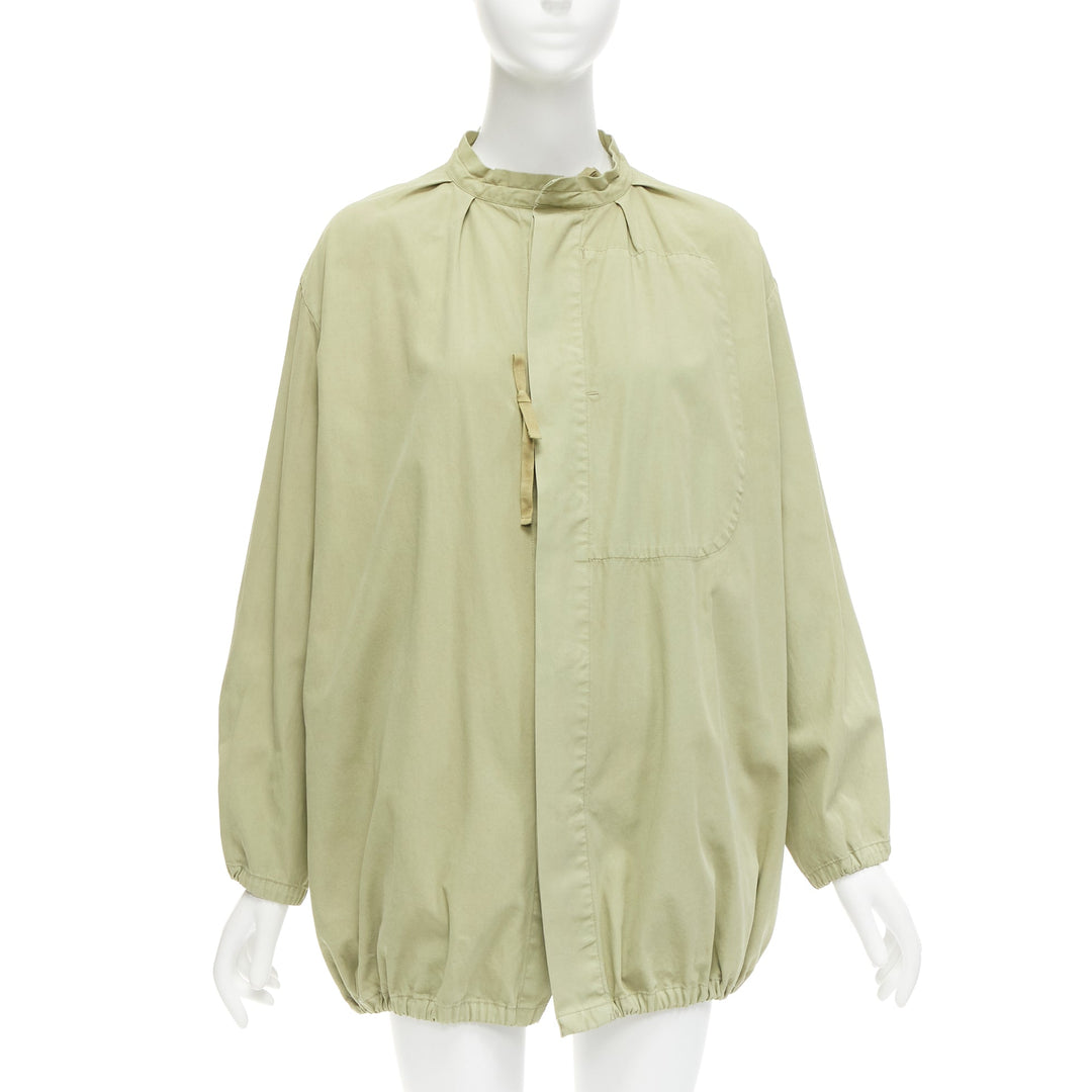 TICCA washed green 100% cotton tie collar centre parka jacket