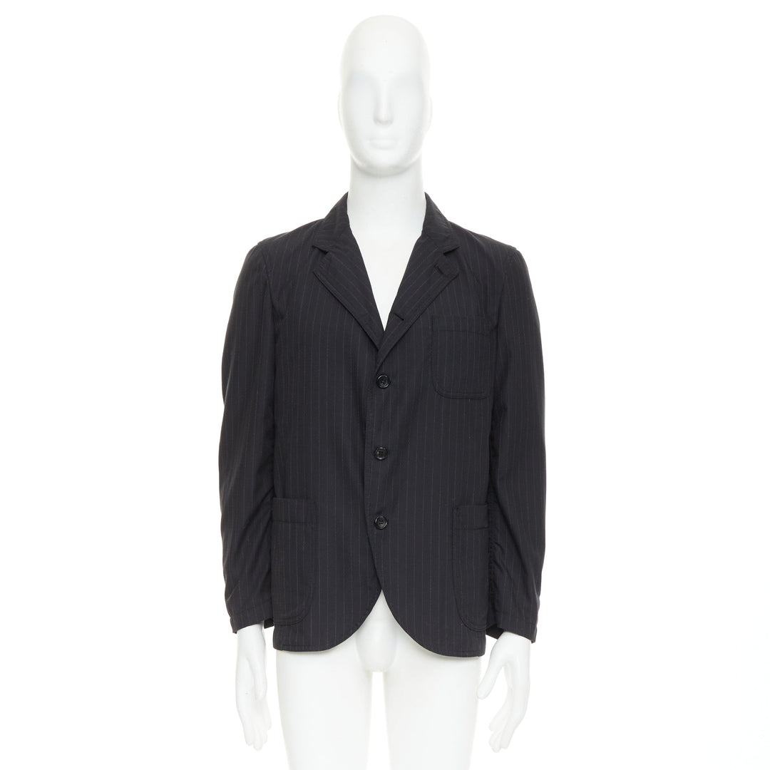 COMME DES GARCONS Homme Deux 2018 grey pinstriped pocketed blazer S