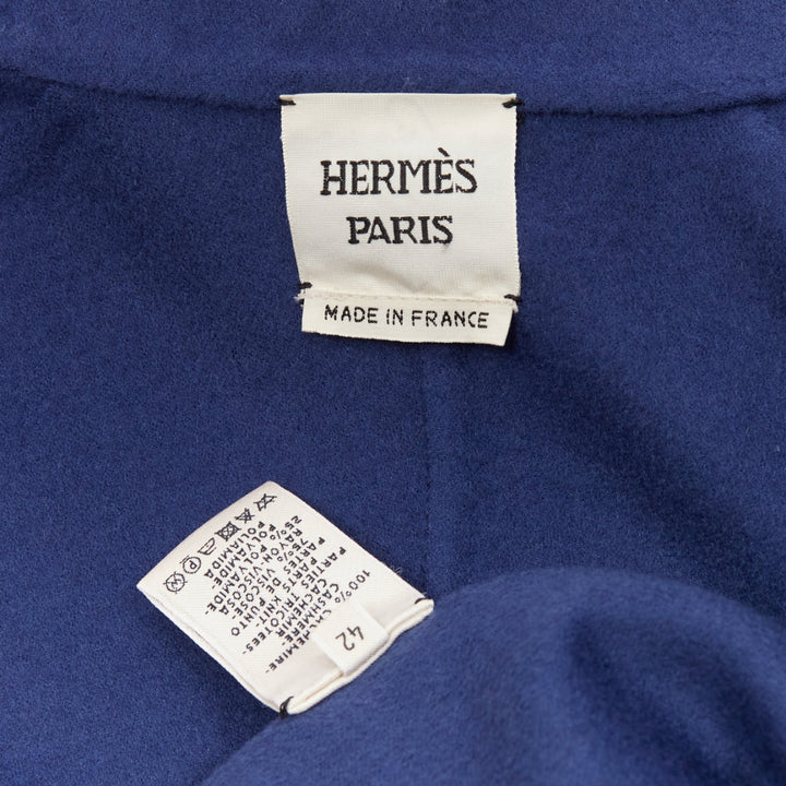 rare HERMES Martin Margiela navy double faced cashmere cocoon coat FR42 XL
