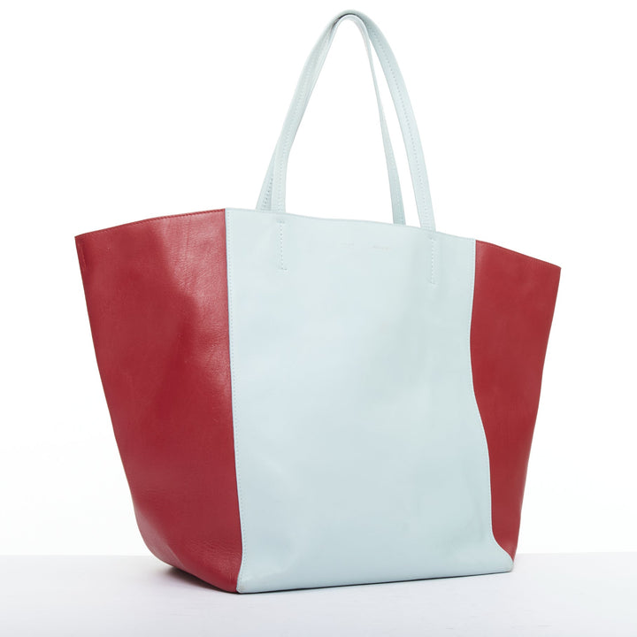 CELINE Phantom Cabas baby blue red bicolour horizontal tote bag