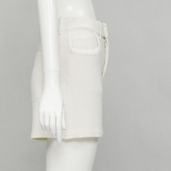BARRIE Denim Suit cashmere cotton knit ivory shorts M