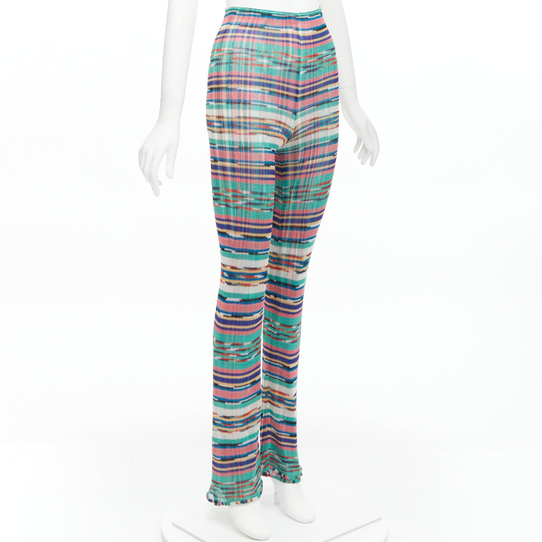 MISSONI Signature colorful psychedelic stripe high waisted  flared pants IT38 XS