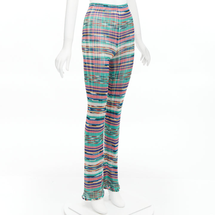 MISSONI Signature colorful psychedelic stripe high waisted  flared pants IT38 XS