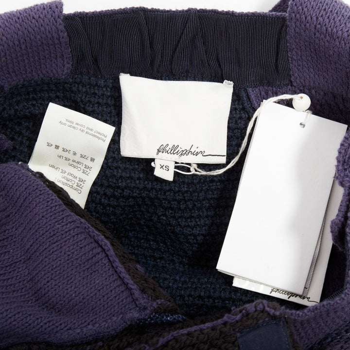 3.1 PHILLIP LIM Patchwork Jumper Dress black ink blue knitted cotton wool XS