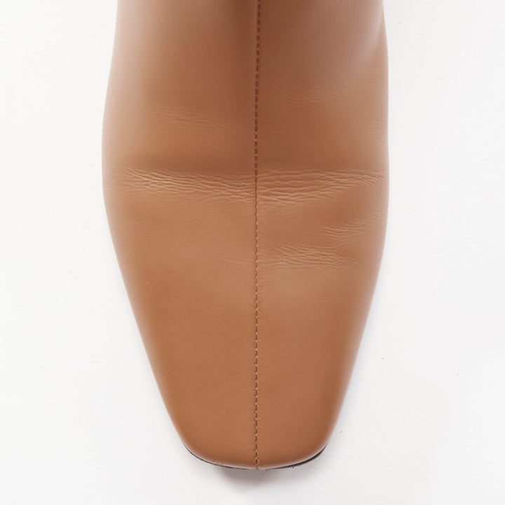 HERMES Decouverte 50 Beige Dore brown leather silver hardware ankle boots EU36