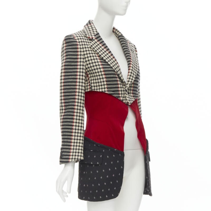 vintage Runway COMME DES GARCONS tweed velvet jacquard deconstructed blazer S