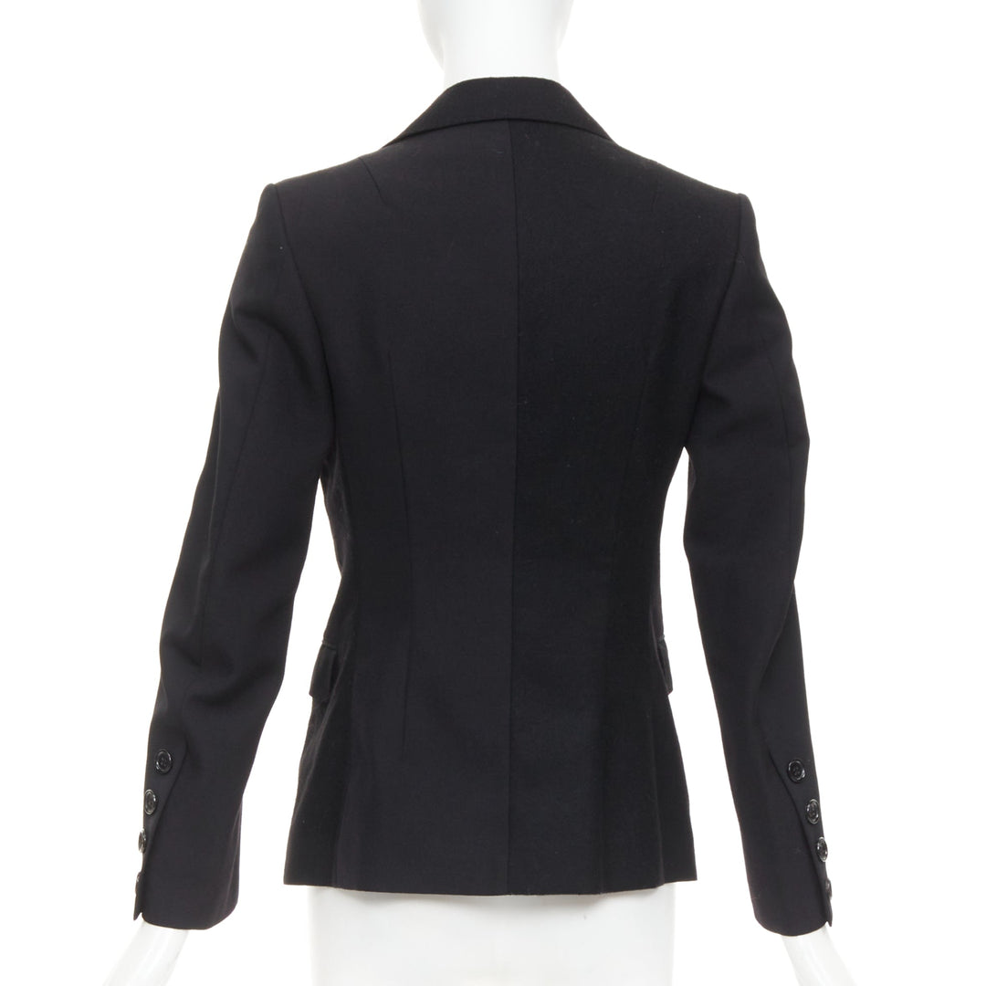 JUNYA WATANABE 2006 black wool contrast wide collar flap pocket blazer XS