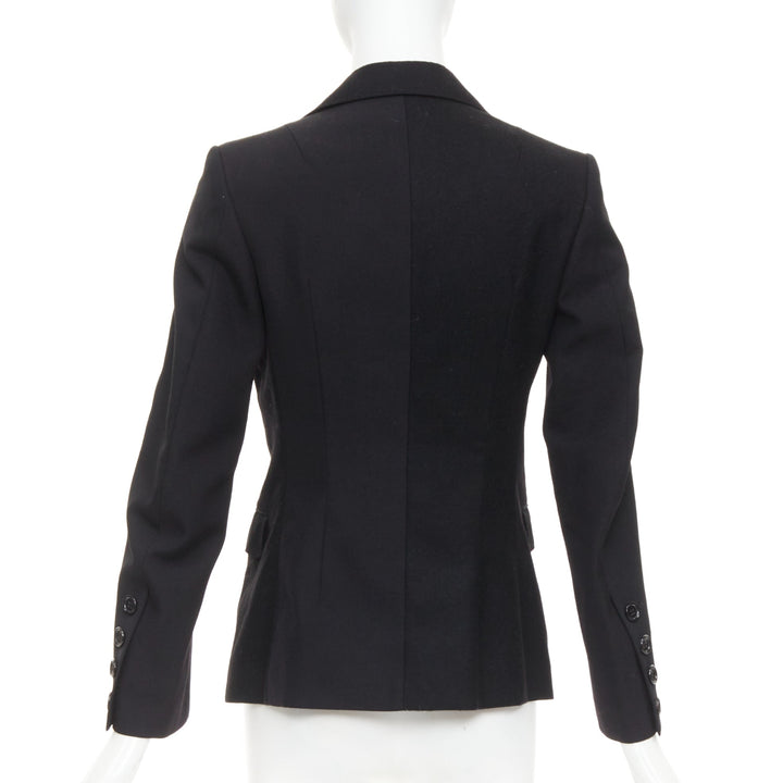 JUNYA WATANABE 2006 black wool contrast wide collar flap pocket blazer XS