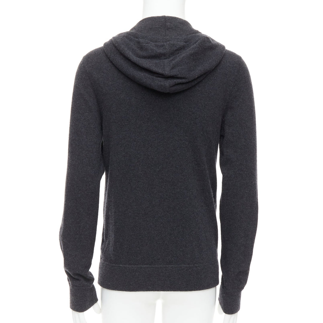 DOLCE GABBANA 100% cashmere grey silver logo zip hoodie IT48 M