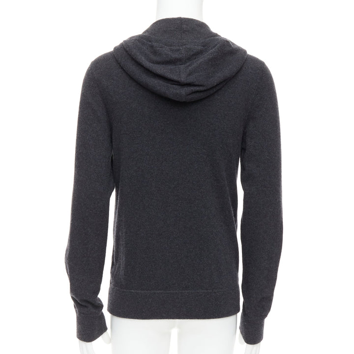 DOLCE GABBANA 100% cashmere grey silver logo zip hoodie IT48 M
