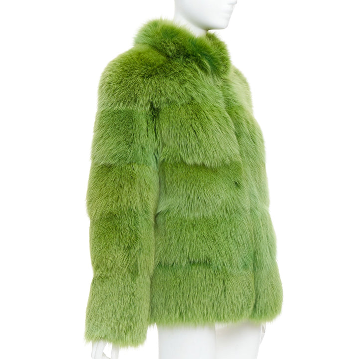 rare EMILIO PUCCI green dyed mink fur stand collar jacket coat IT40 S