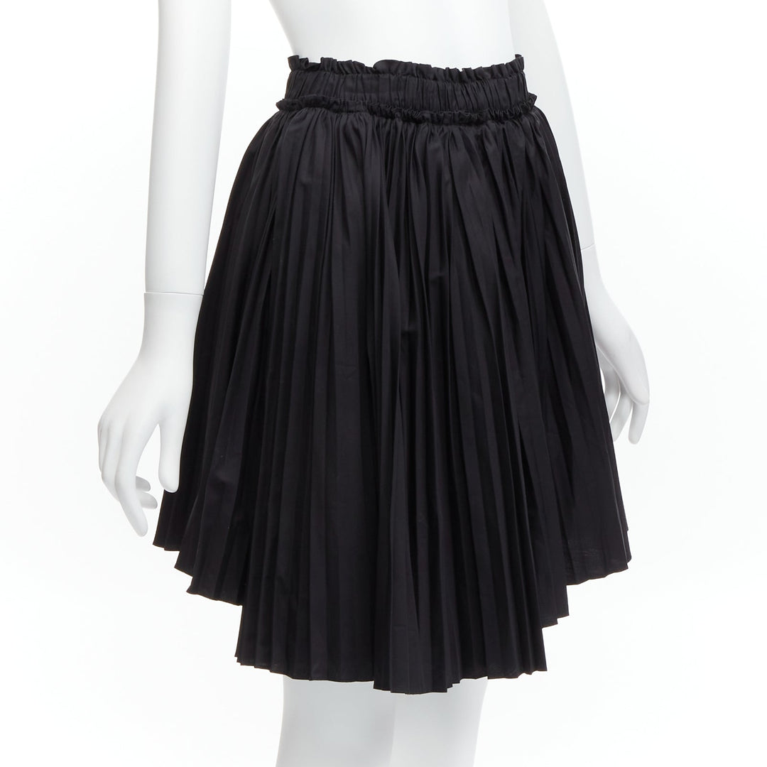 TOD'S black cotton asymmetric high low pleated flared skirt IT38 XS