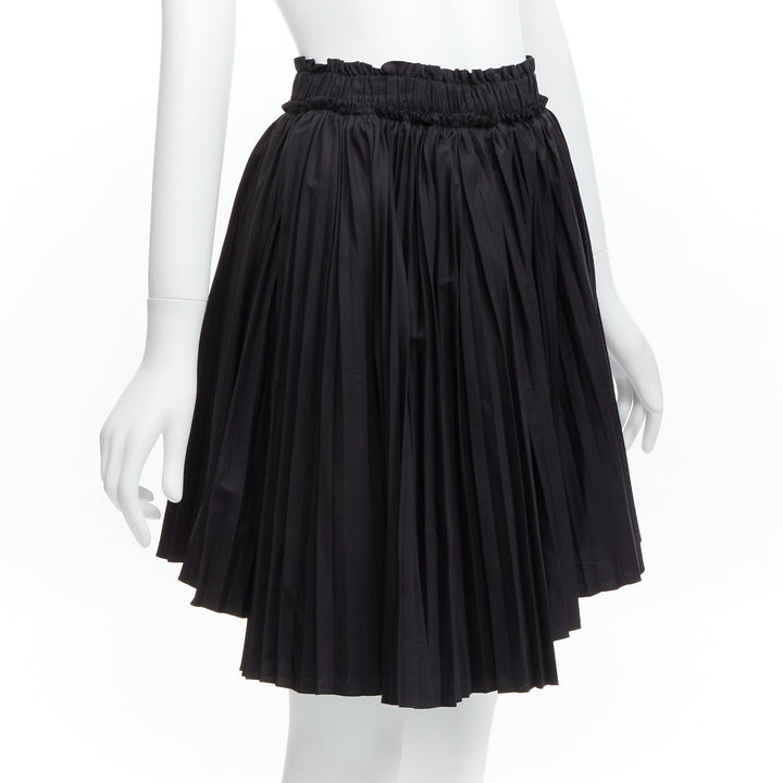 TOD'S black cotton asymmetric high low pleated flared skirt IT38 XS