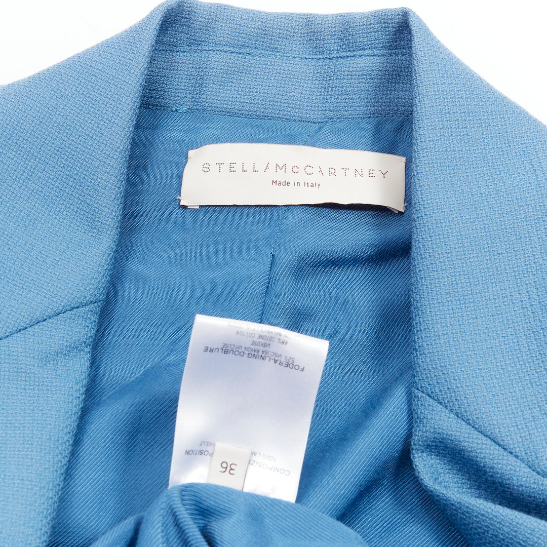 STELLA MCCARTNEY 2010 blue 100% wool rubberised buttons  blazer jacket IT36 XXS