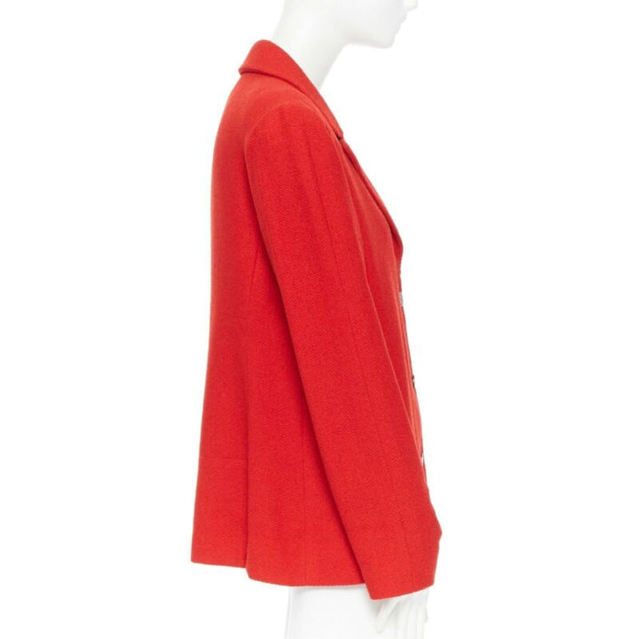 CHANEL 98A vintage lipstick red tweed peak lapel copper CC blazer jacket FR44